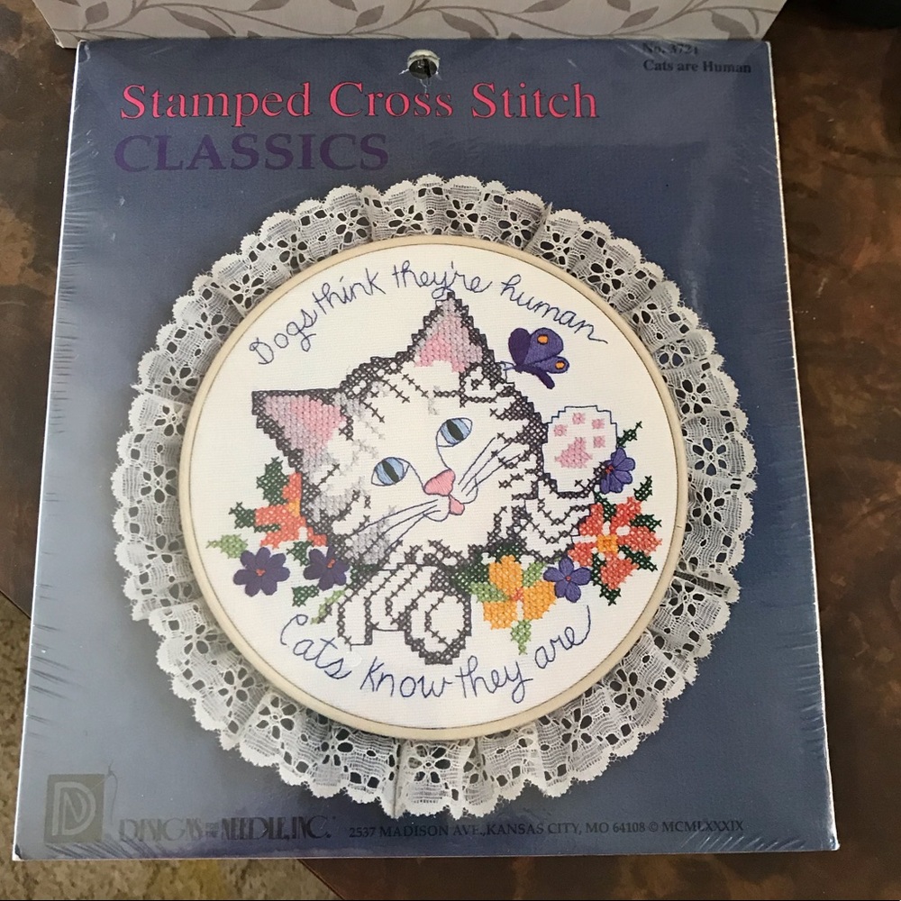 “Cats are Human” Stamped Crosstitch Kit